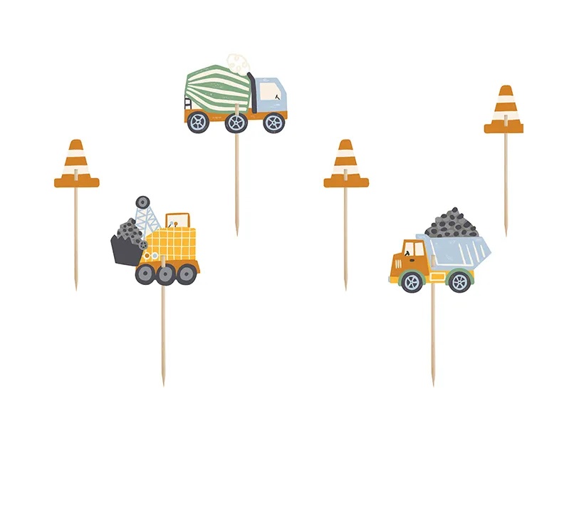 Cake picks - Arbetsfordon 6-pack