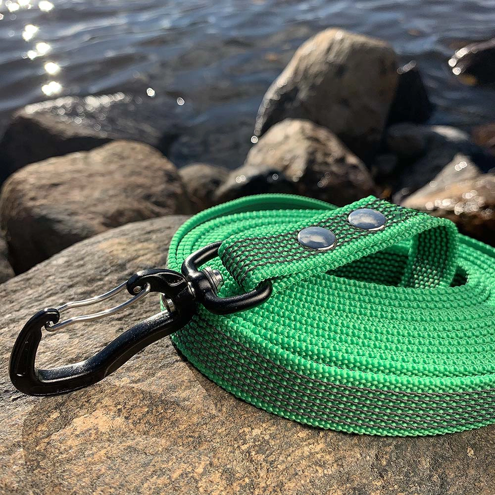 Longline dog leash green with supergrip
