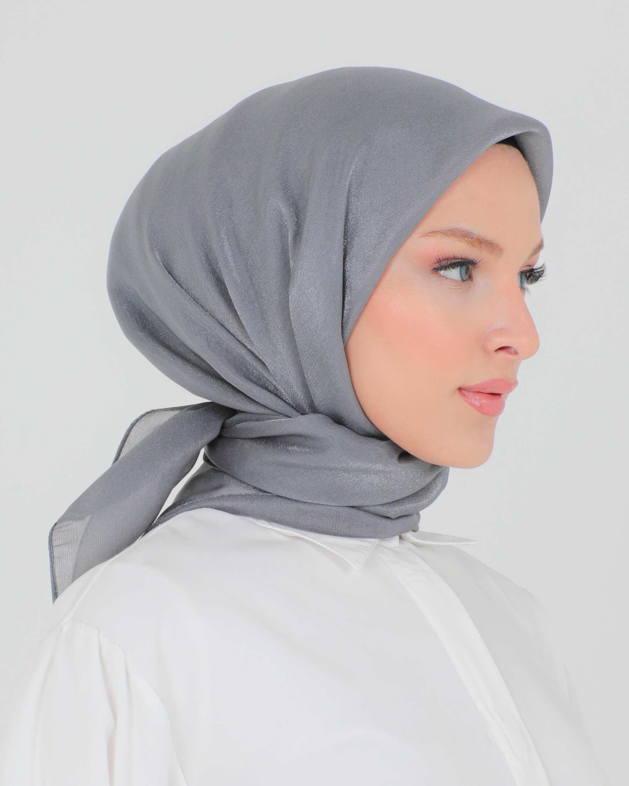 Hijab - Square shiny - Gray - 4
