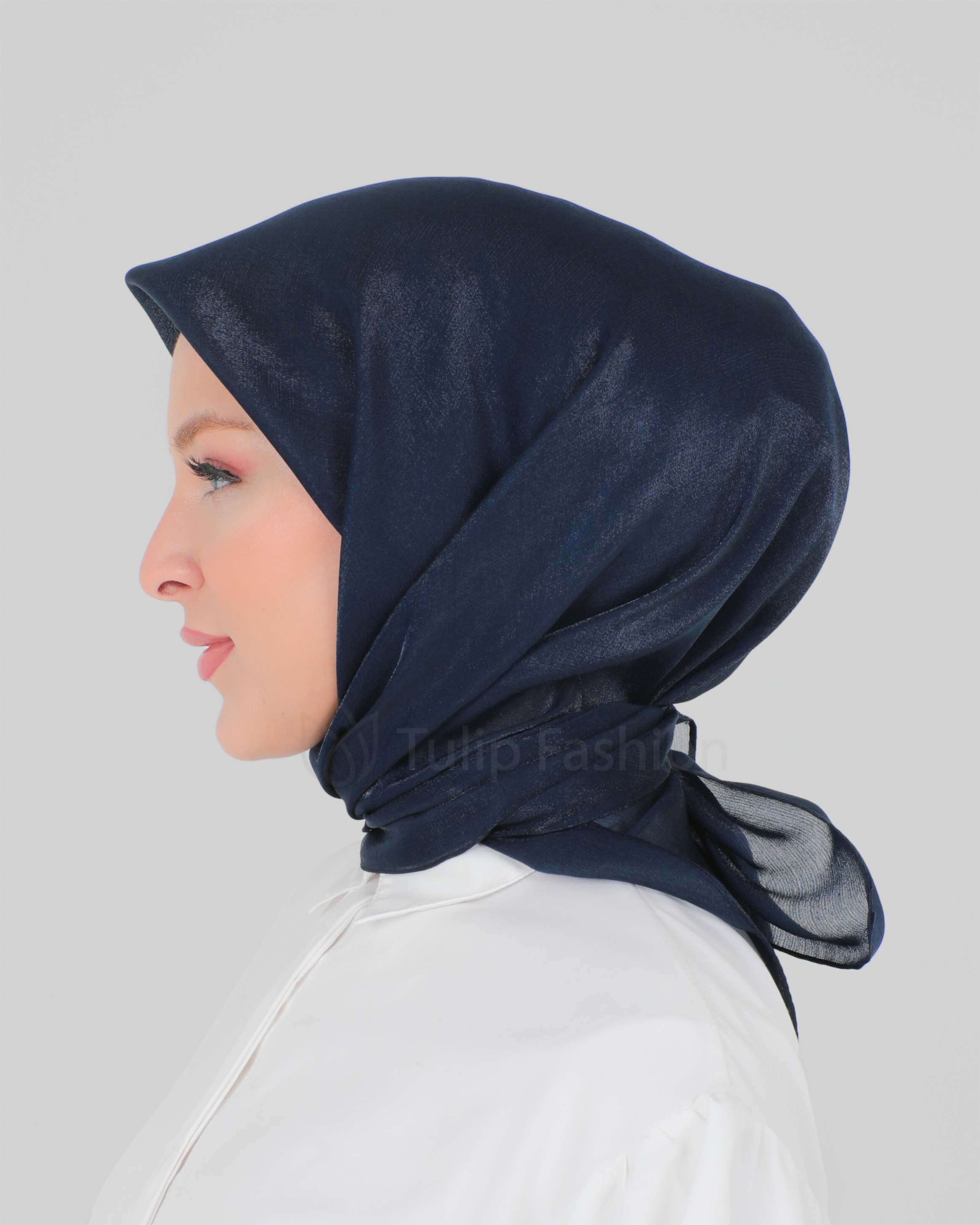 Hijab - Square shiny - Midnight Blue - 2