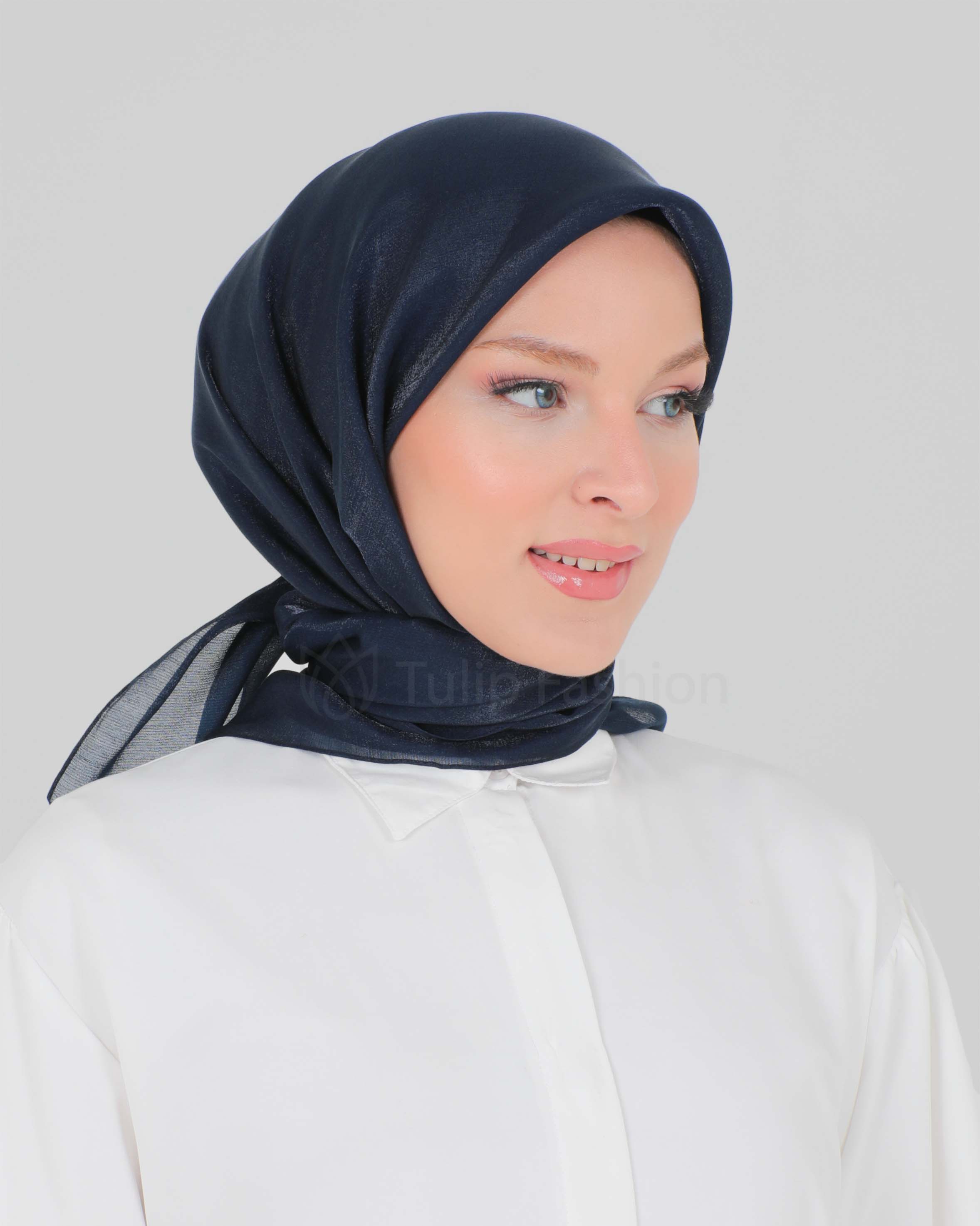Hijab - Square shiny - Midnight Blue - 3