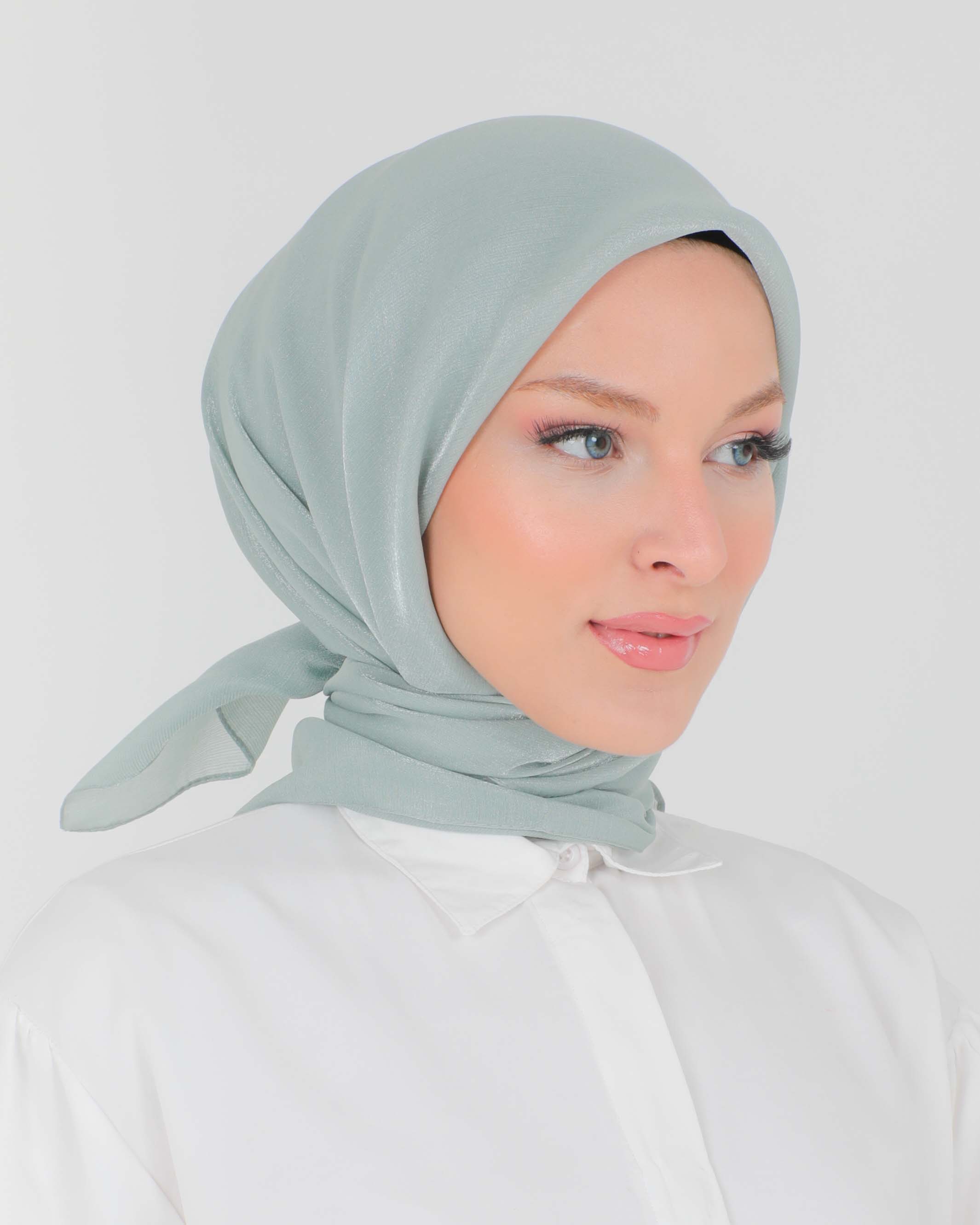 Hijab - Square shiny Hijab- Pistachio green - 3