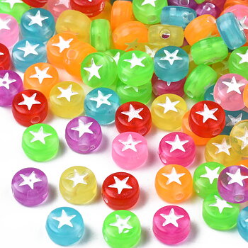 Akrylpärla stjärna transparent mix 6,5 mm – 50-pack