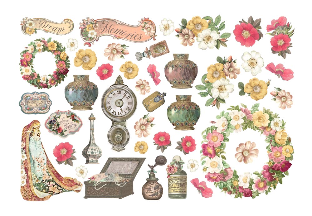 Stamperia - Ephemera - Rose Parfum flowers and garlands - 2