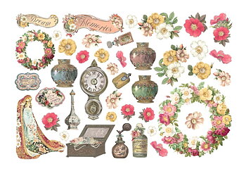 Stamperia - Ephemera - Rose Parfum flowers and garlands