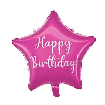 FOLIEBALLONG STAR HAPPY BIRTHDAY PINK