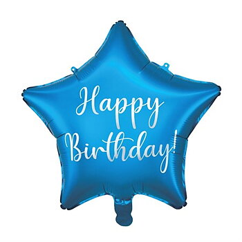 FOLIEBALLONG STAR HAPPY BIRTHDAY BLUE