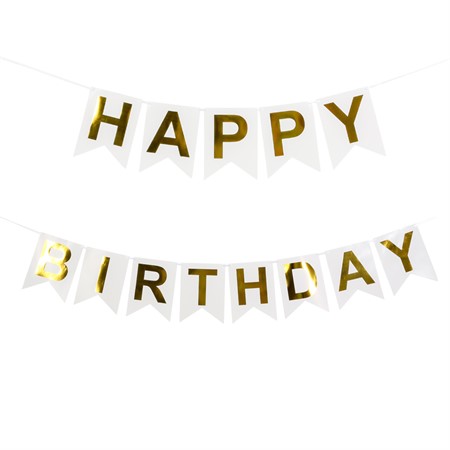 FLAGG BANNER HAPPY BIRTHDAY WHITE
