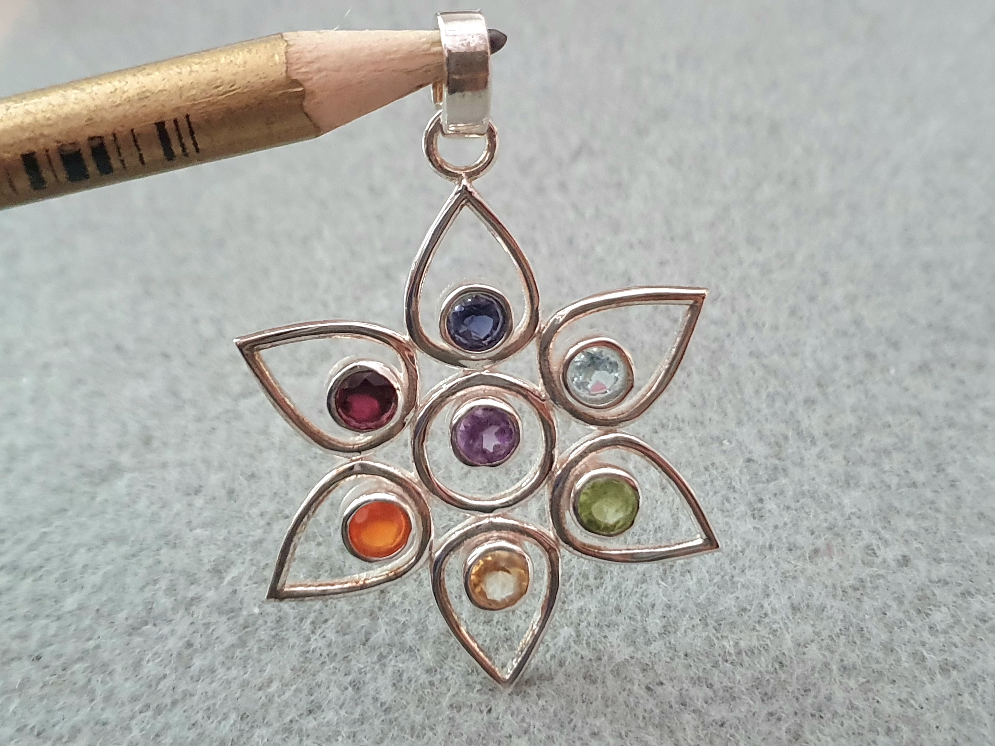 Chakra pendant, flower 925-silver