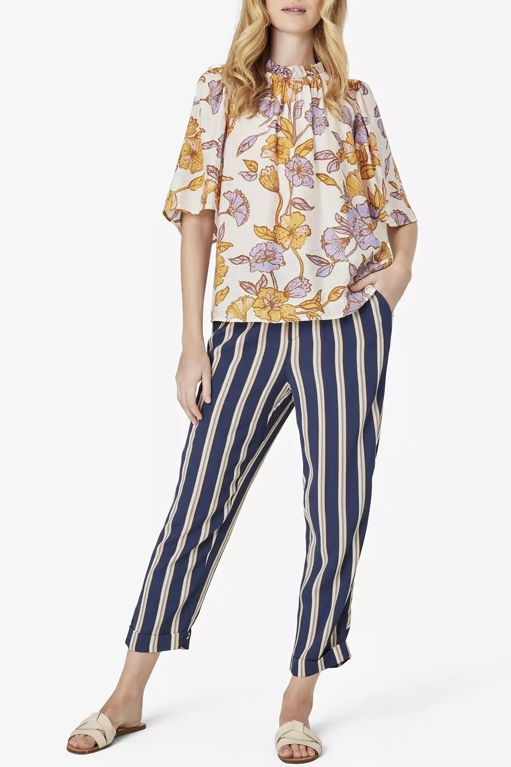 Noa Noa - Lisa Stripe Pants Art Blue - 3