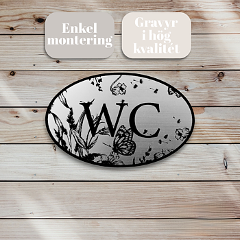 WC Fjärilar Borstad metall-look Graverad