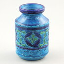 Aldo Londi (Rimini Blu 1957) Turquoise Vase with Incised Decor 12 cm (2)