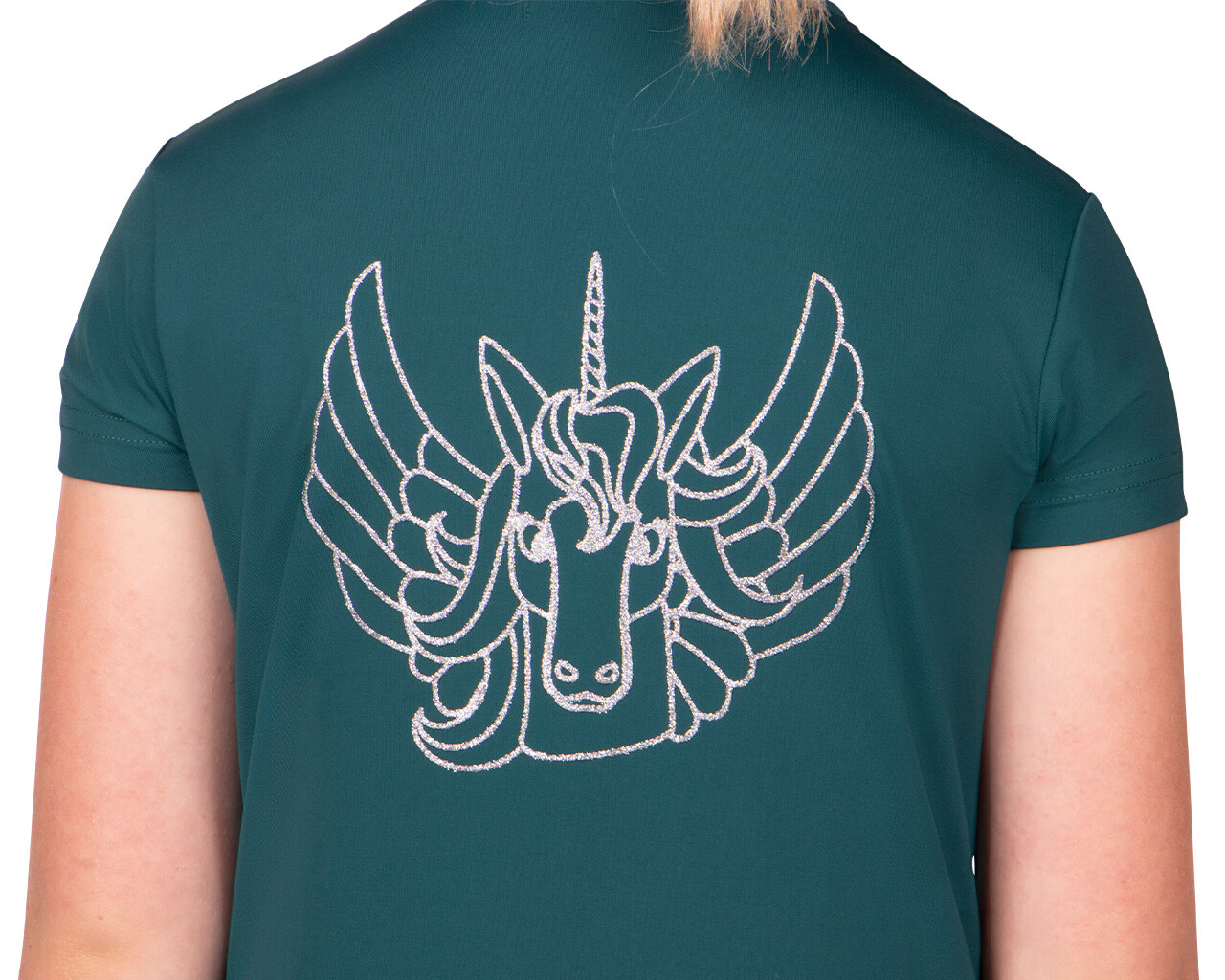 Träningströja Veerle kortärmad med unicornmotiv - teal - 3