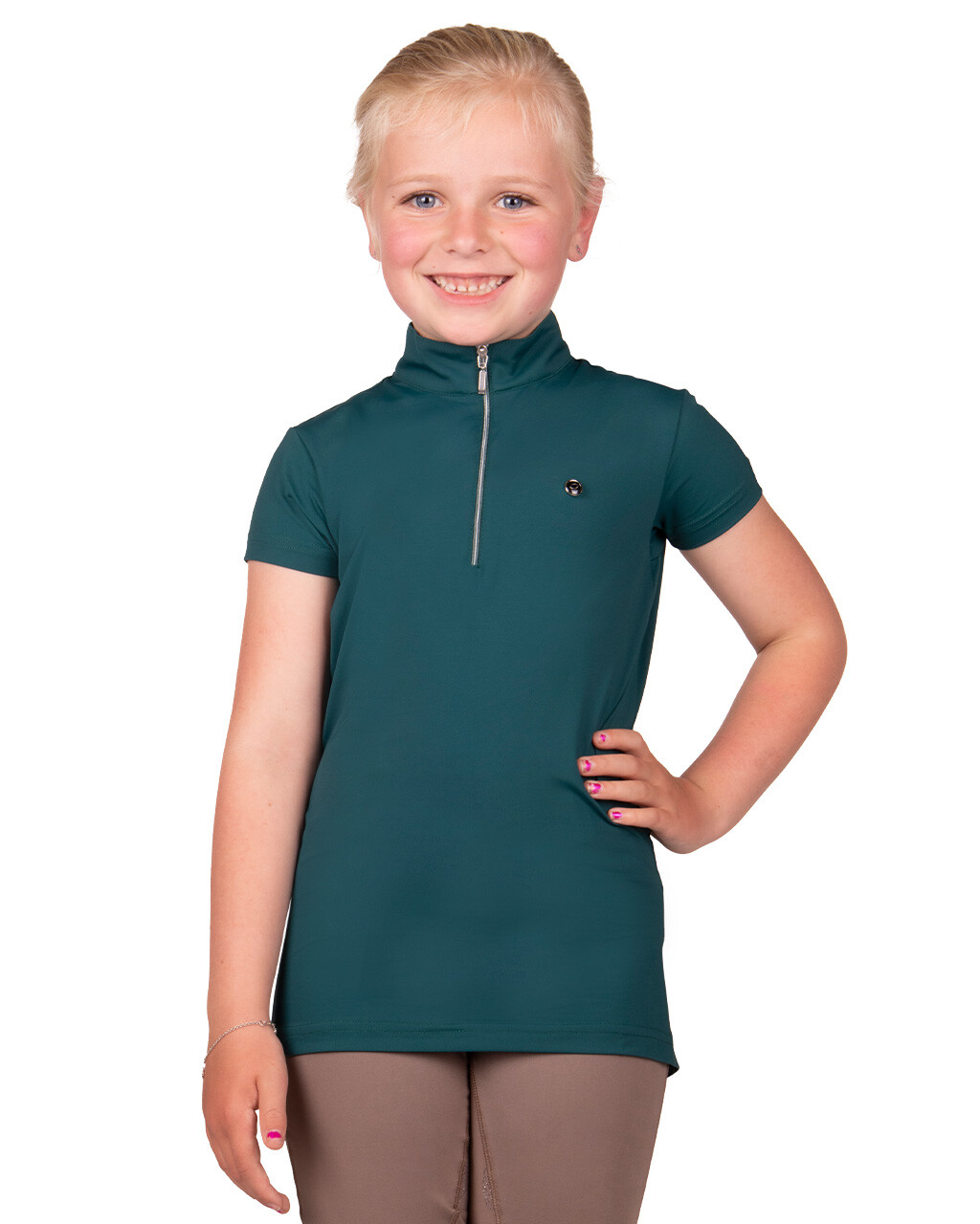 Träningströja Veerle kortärmad med unicornmotiv - teal