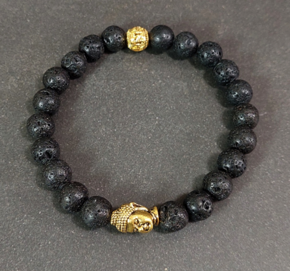 Buddha Armband - Lavasten - Guldbuddha