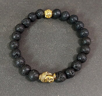 Buddha Armband - Lavasten - Guldbuddha
