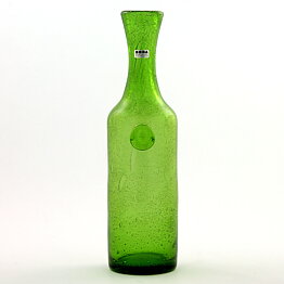 Erik Höglund (1950s) Green Bottle Vase with Face Stamp 25 cm
