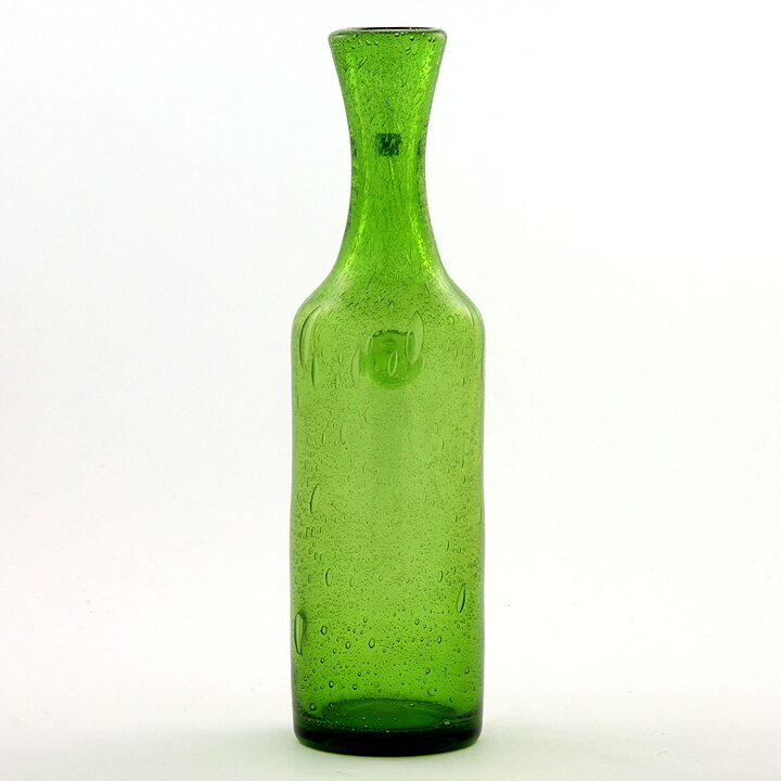 Erik Höglund (1950s) Green Bottle Vase with Face Stamp 25 cm