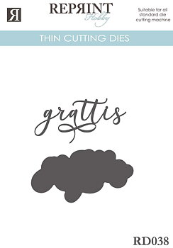 Dies - Reprint - Grattis med bakgrund - 74x 41 mm