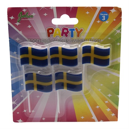 Tårtljus svenska flaggor 5 st - 2