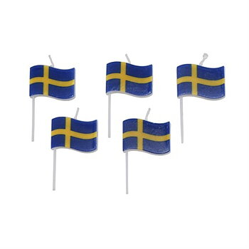 Tårtljus svenska flaggor 5 st