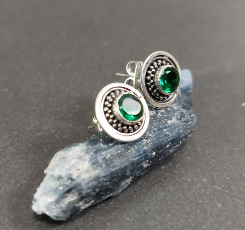 Stiftörhängen av sterling silver med zirkon kristall - 2