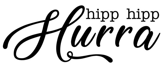 Hipp hipp Hurra, Gummistämpel, Reprint