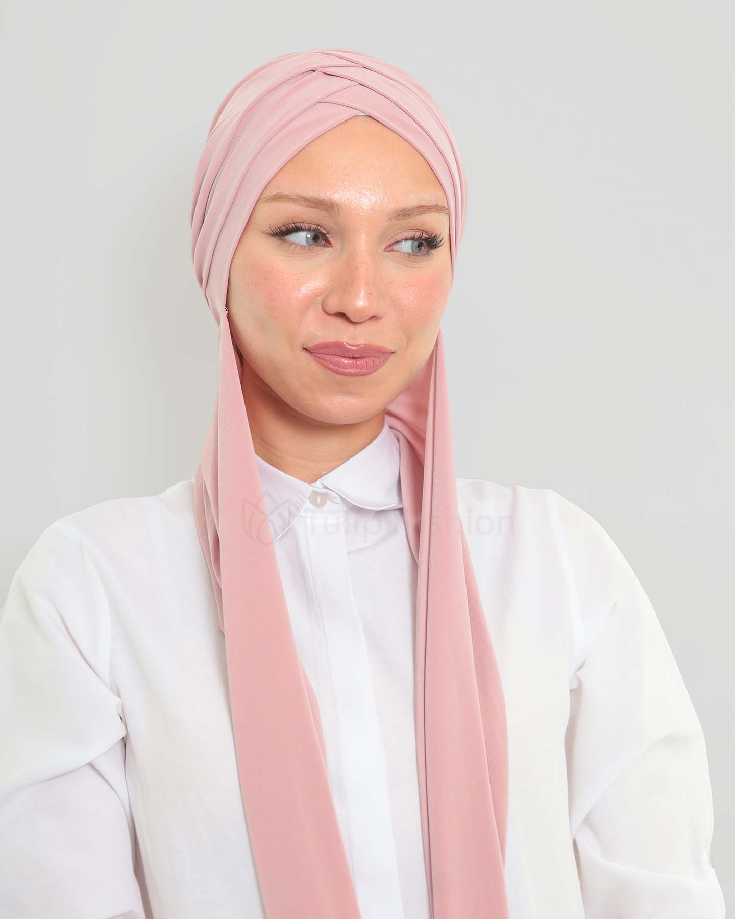 Turban with shawl - Tulia - Rose - 2