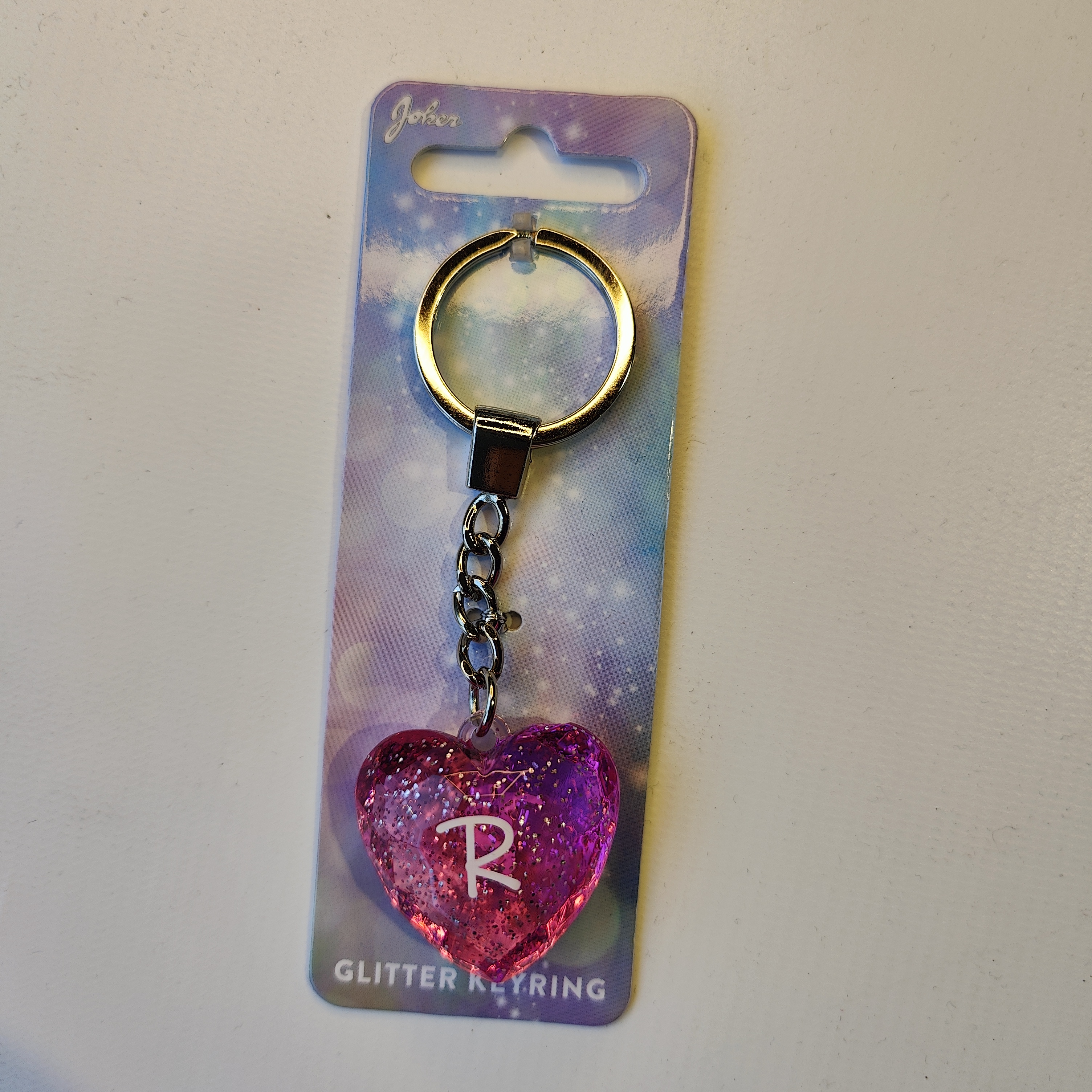 Glitter Heart R Keychain