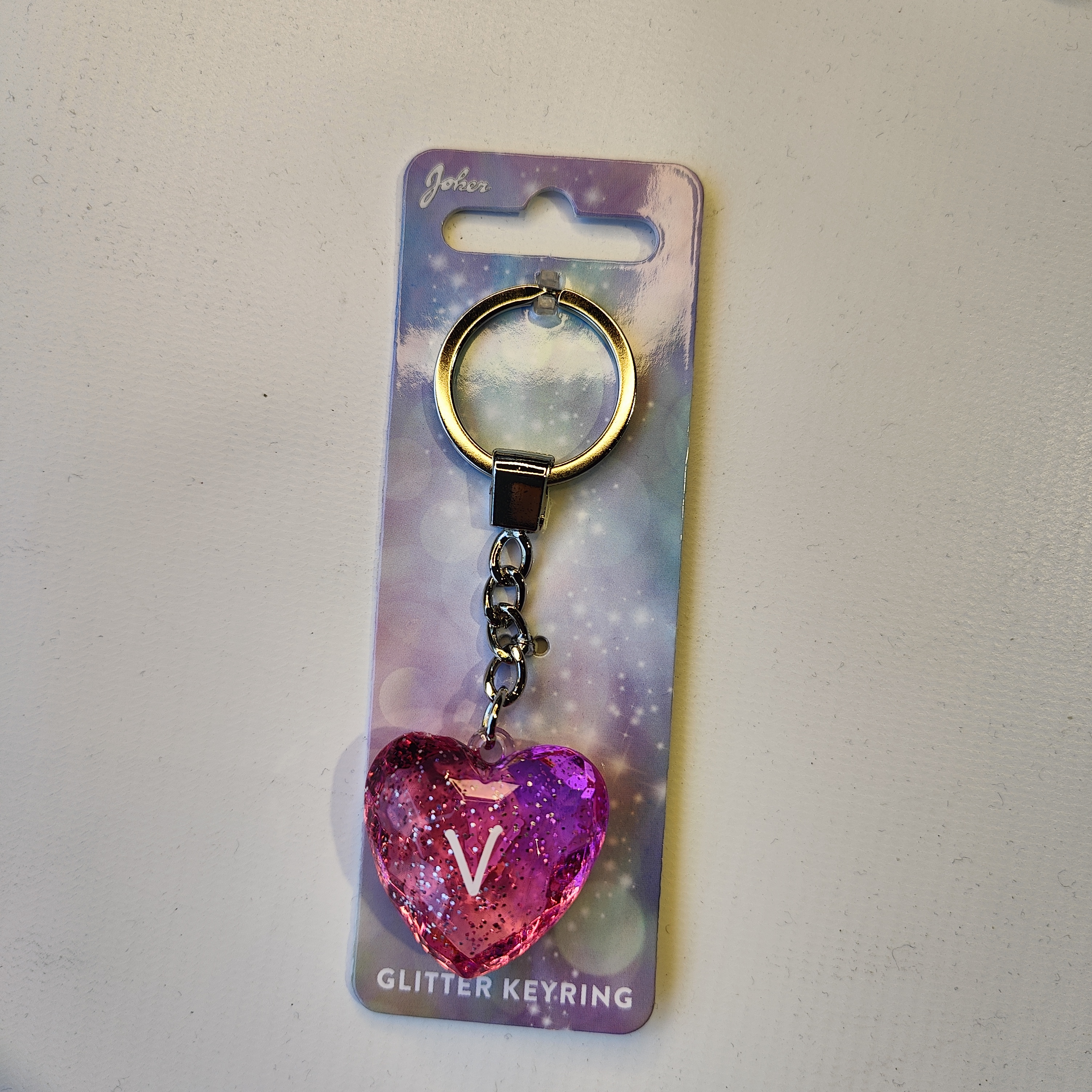 Glitter Heart V Nyckelring