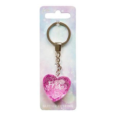 Glitter Heart Frida Keychain