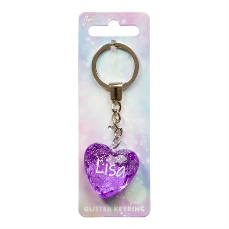Glitter Heart Lisa Keychain