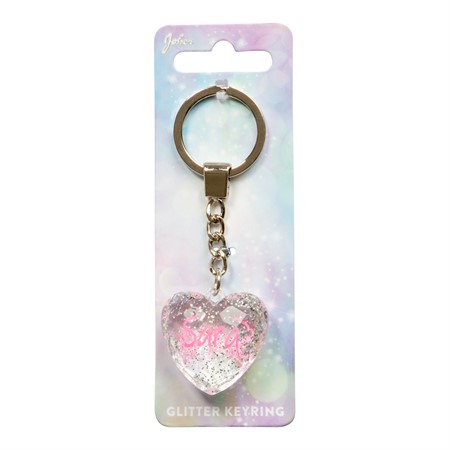 Glitter Heart Sara Keychain
