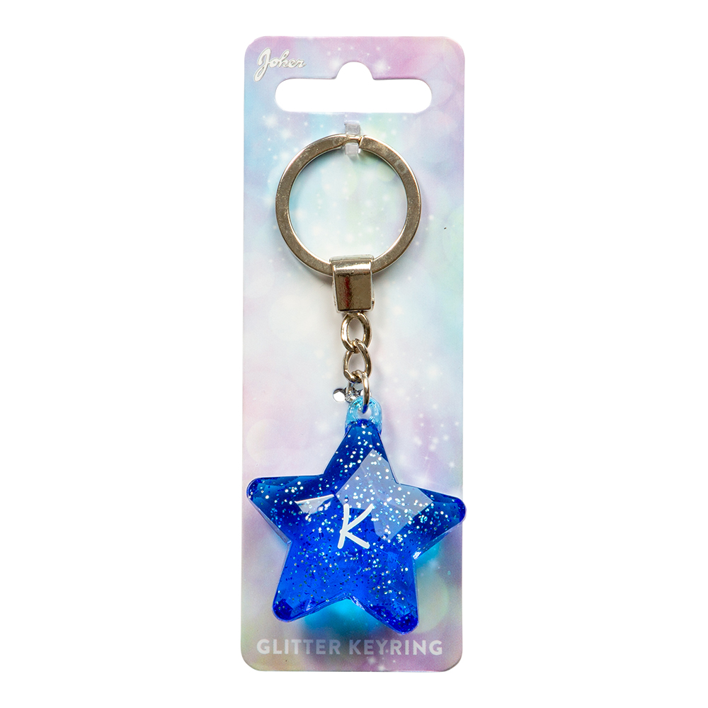 Glitter Star K Keychain
