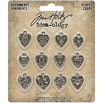Tim Holtz - Idea-Ology Metal Adornments 12/Pkg - Hearts