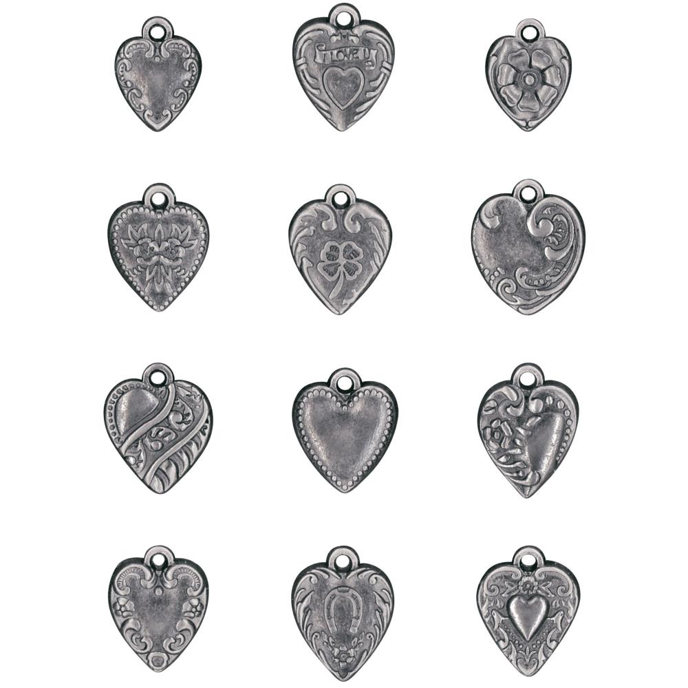 Tim Holtz - Idea-Ology Metal Adornments 12/Pkg - Hearts - 2