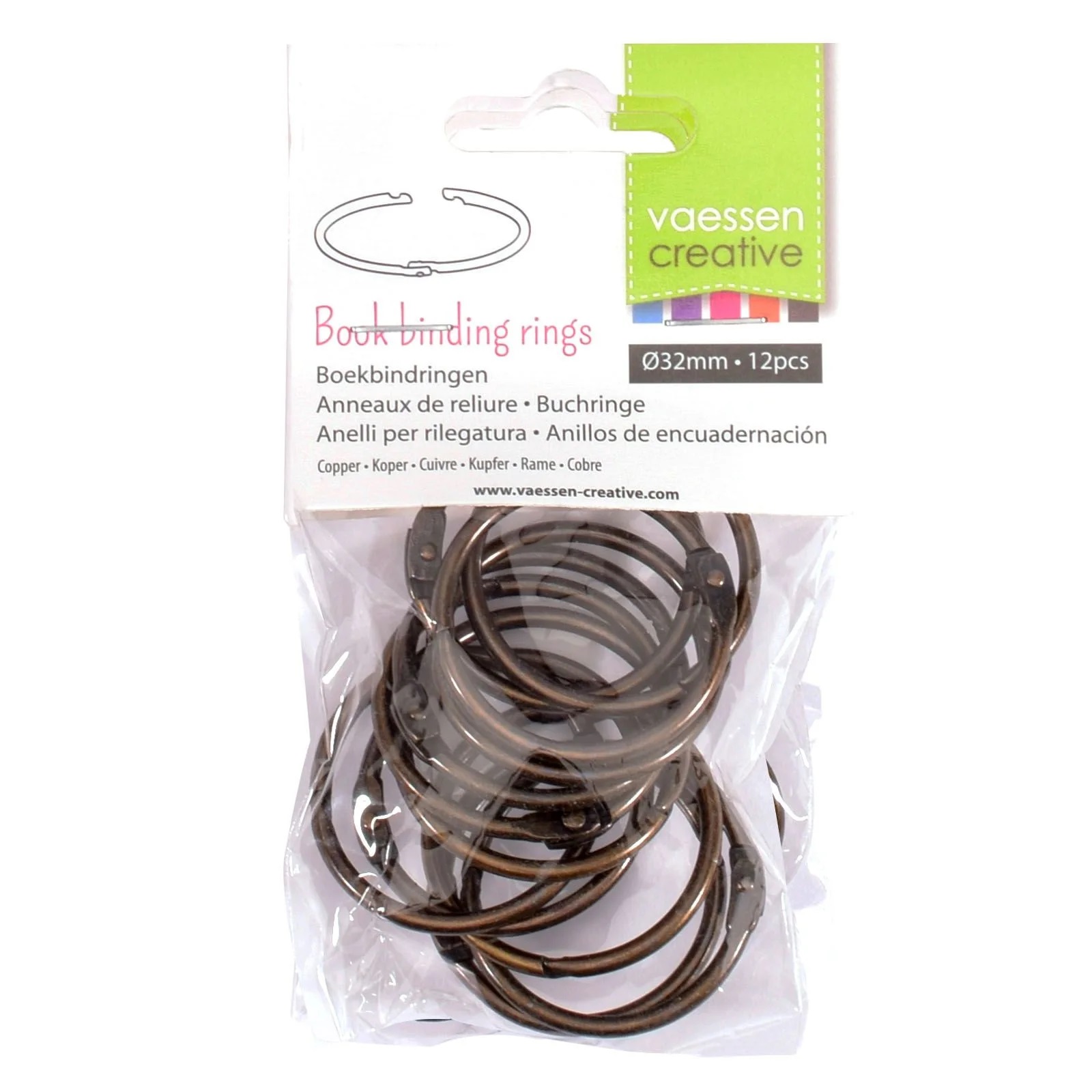 Vaessen - Book binding rings 32mm 12pcs - Copper