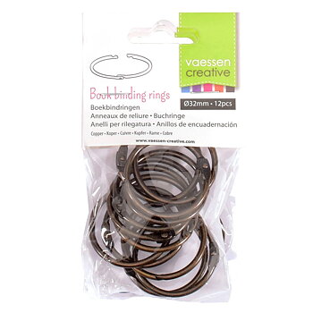 Vaessen - Book binding rings 32mm 12pcs - Copper