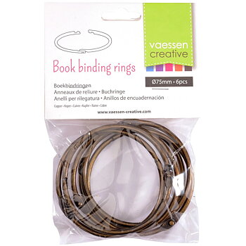 Vaessen - Book binding rings 75mm 6pcs - Copper