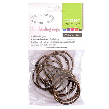 Vaessen - Book binding rings 38mm 12pcs - Copper