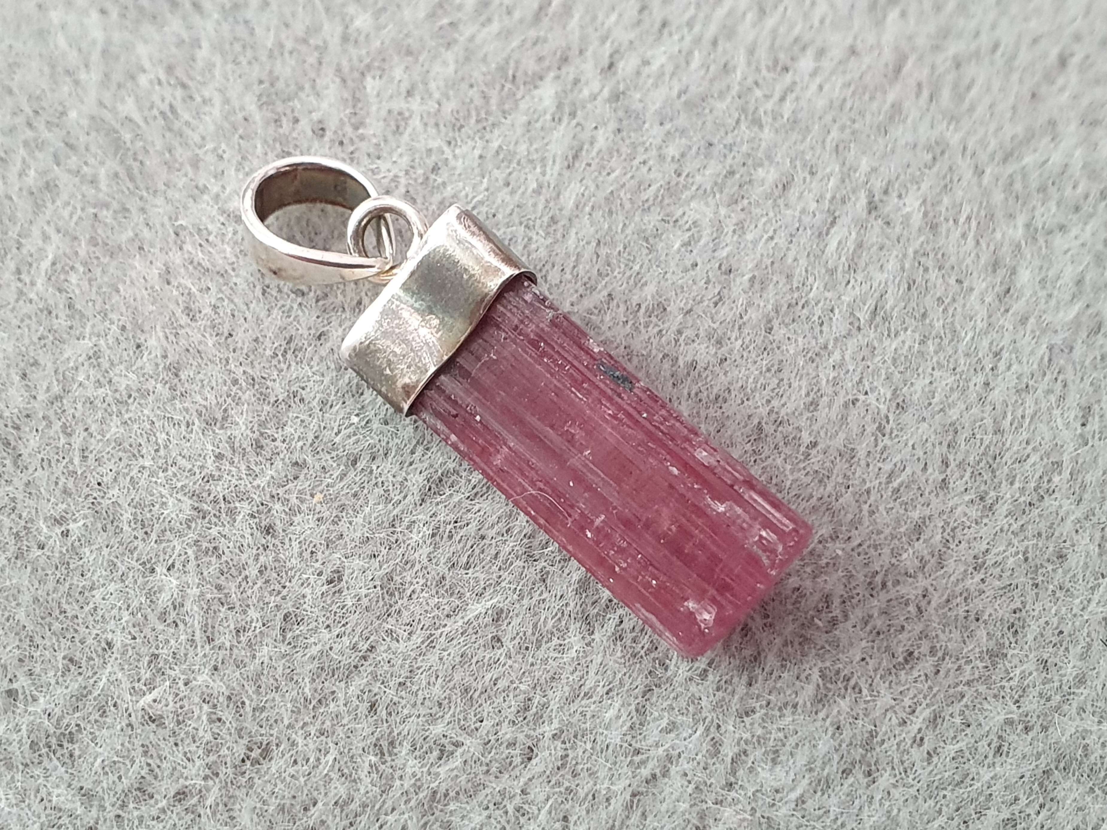 Rubellite, crystal, pendant, 925 silver, crystal with polished end. ( pink tourmaline ) - 2