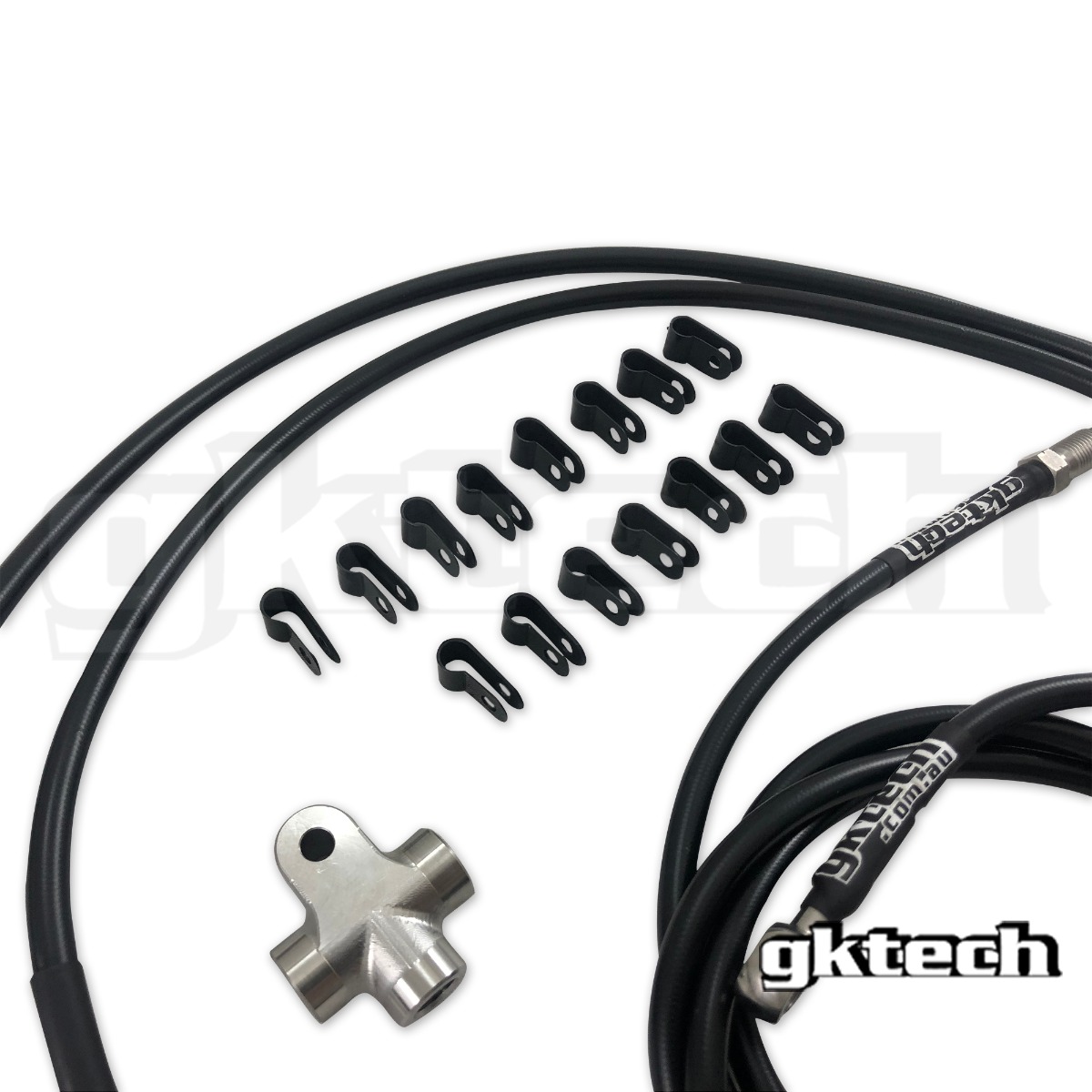 GKTech Nissan fristående flätade bromsslangar i rostfritt stål (kit för 2-kolvs bromsok) - 2