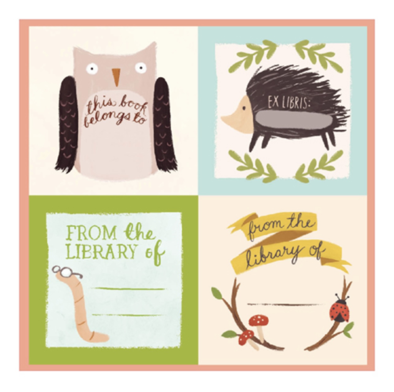 Boketiketter Forest Friends 80 st