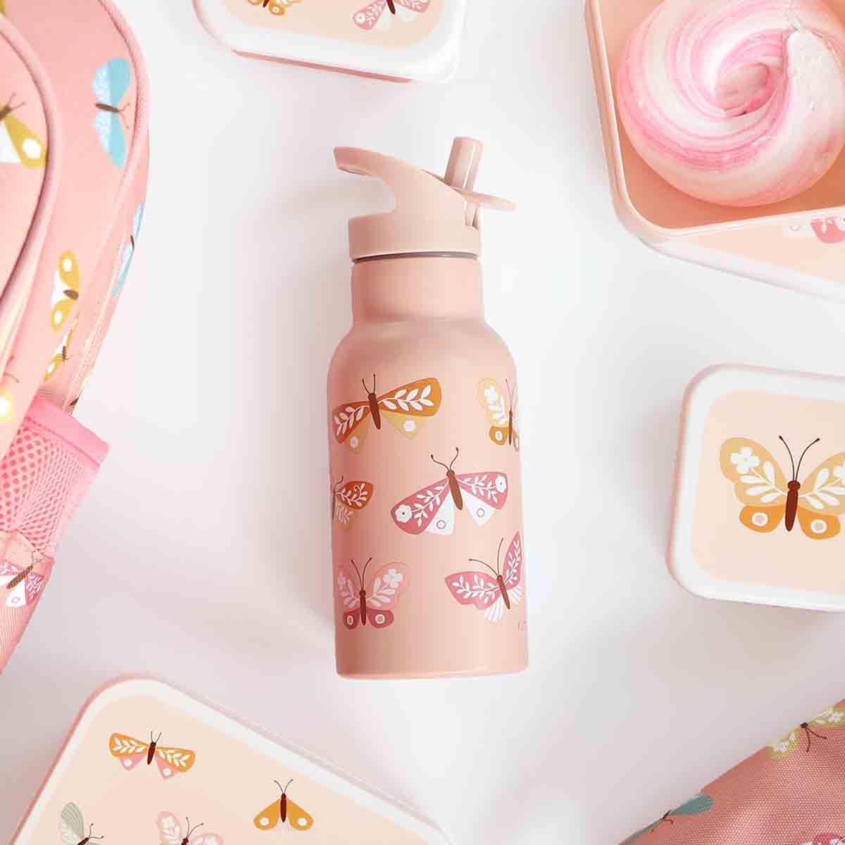 A Little Lovely Company Stainless Steel Drink Bottle Butterflies 350ml