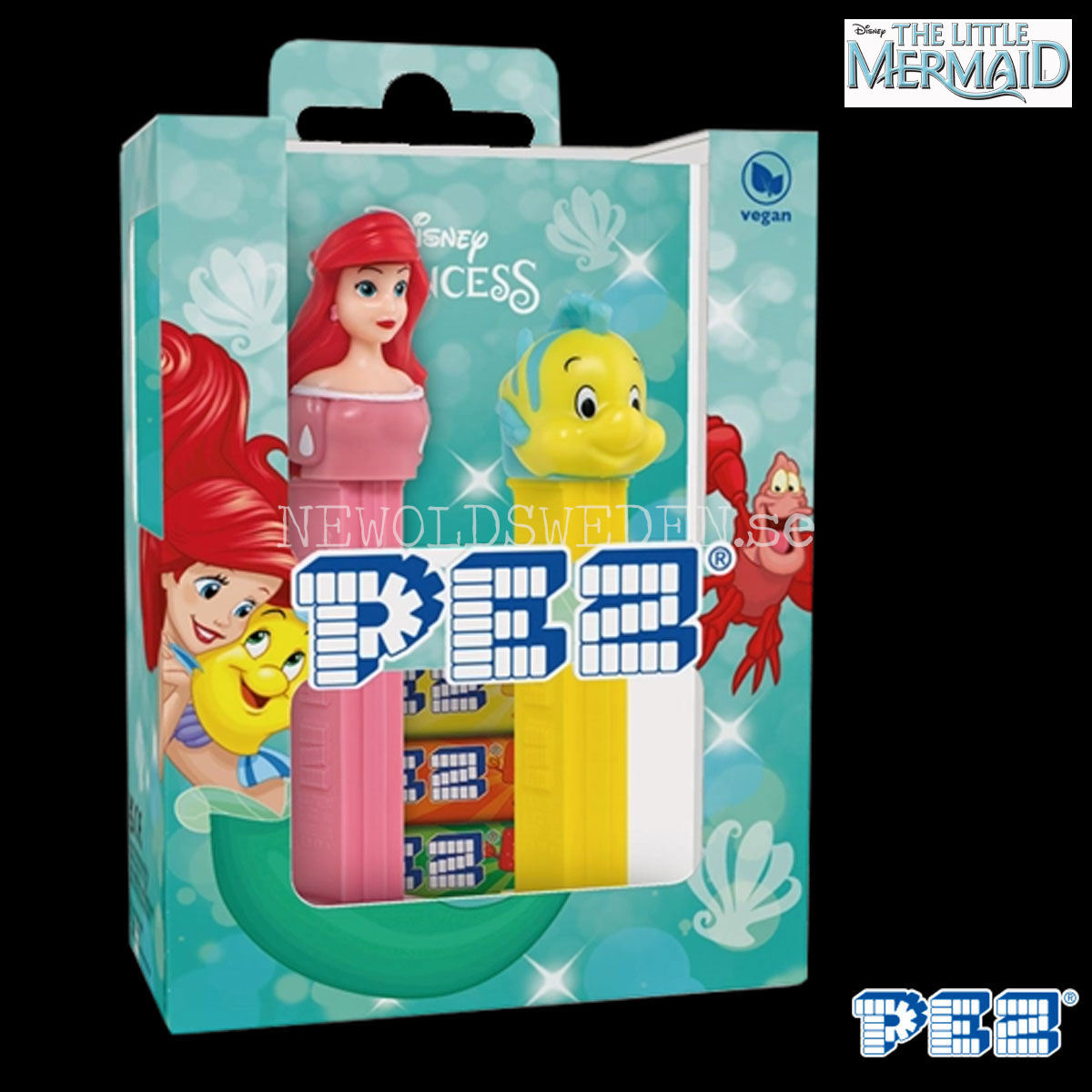 PEZ LITTLE MERMAID GIFT SET ARIEL & FLOUNDER + Candy NEWOLDSWEDEN.se
