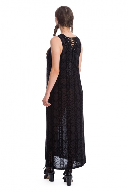 Circle Flock Tie Detail Dress - 2
