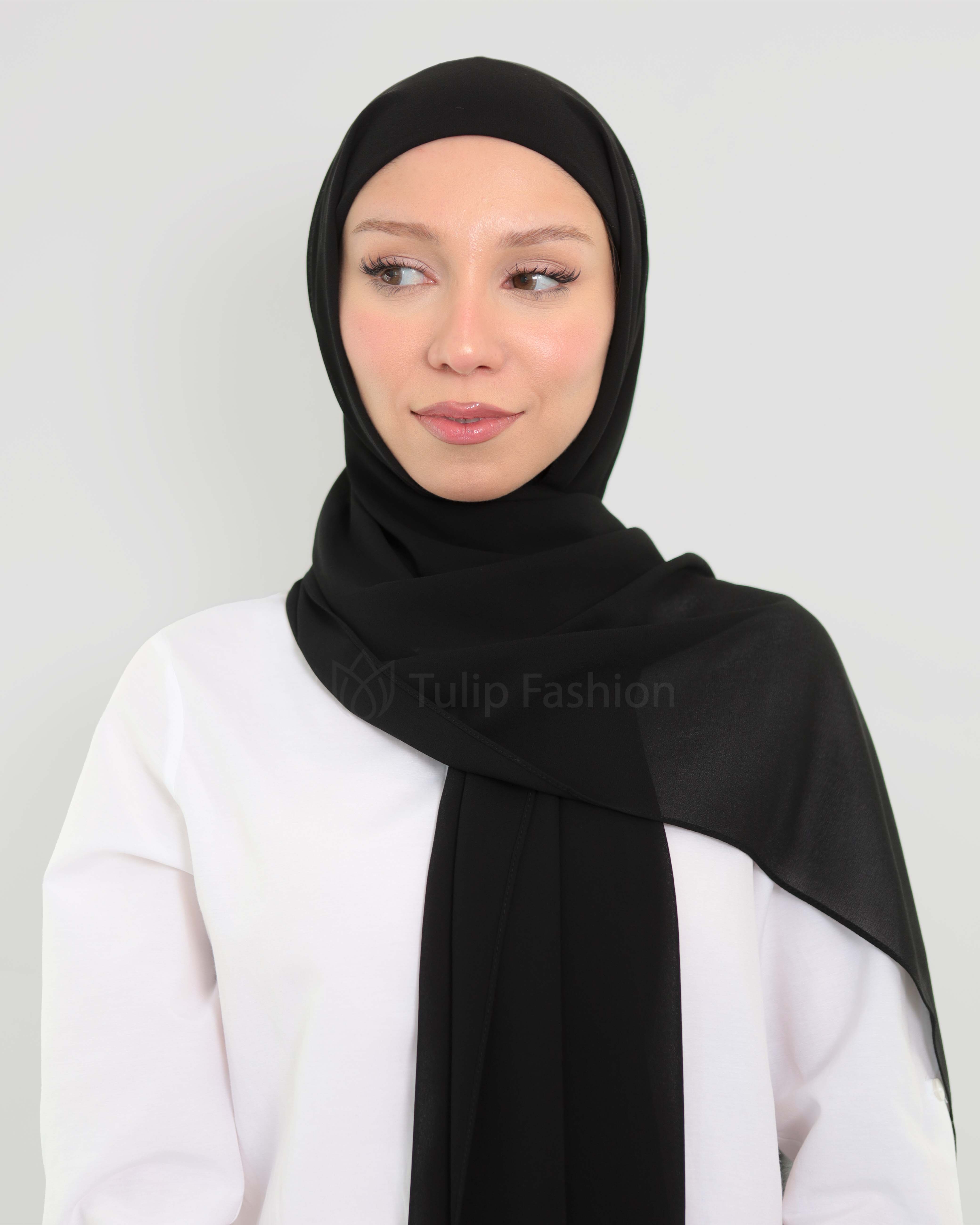 Hijab - Instant Chiffon med heltäckande undersjal -  Svart - 4