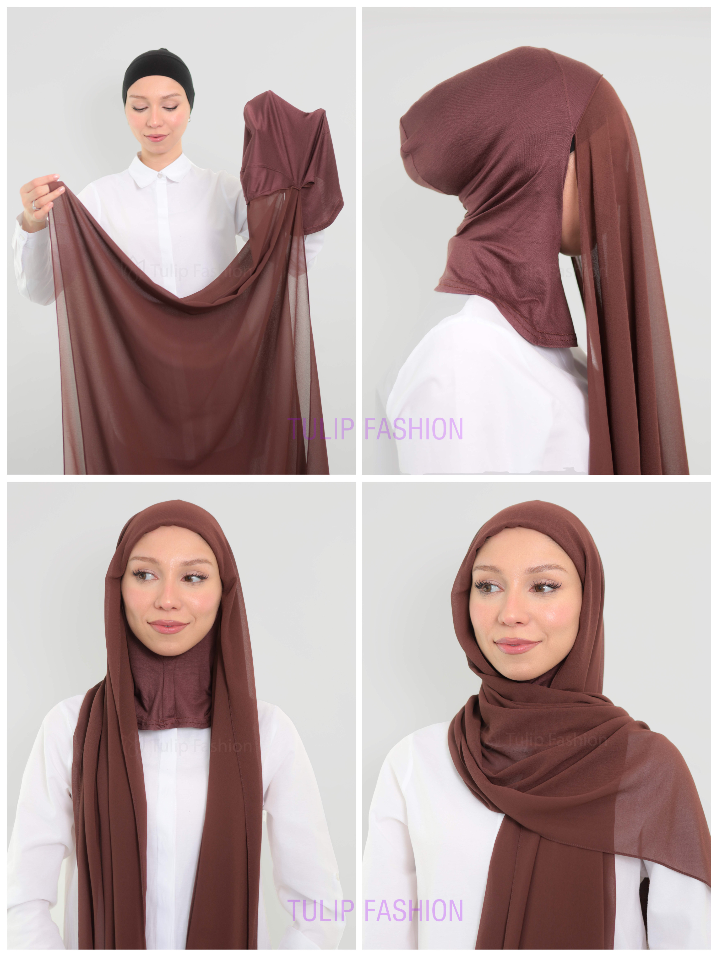Hijab - Instant Chiffon med heltäckande undersjal -  Svart - 5