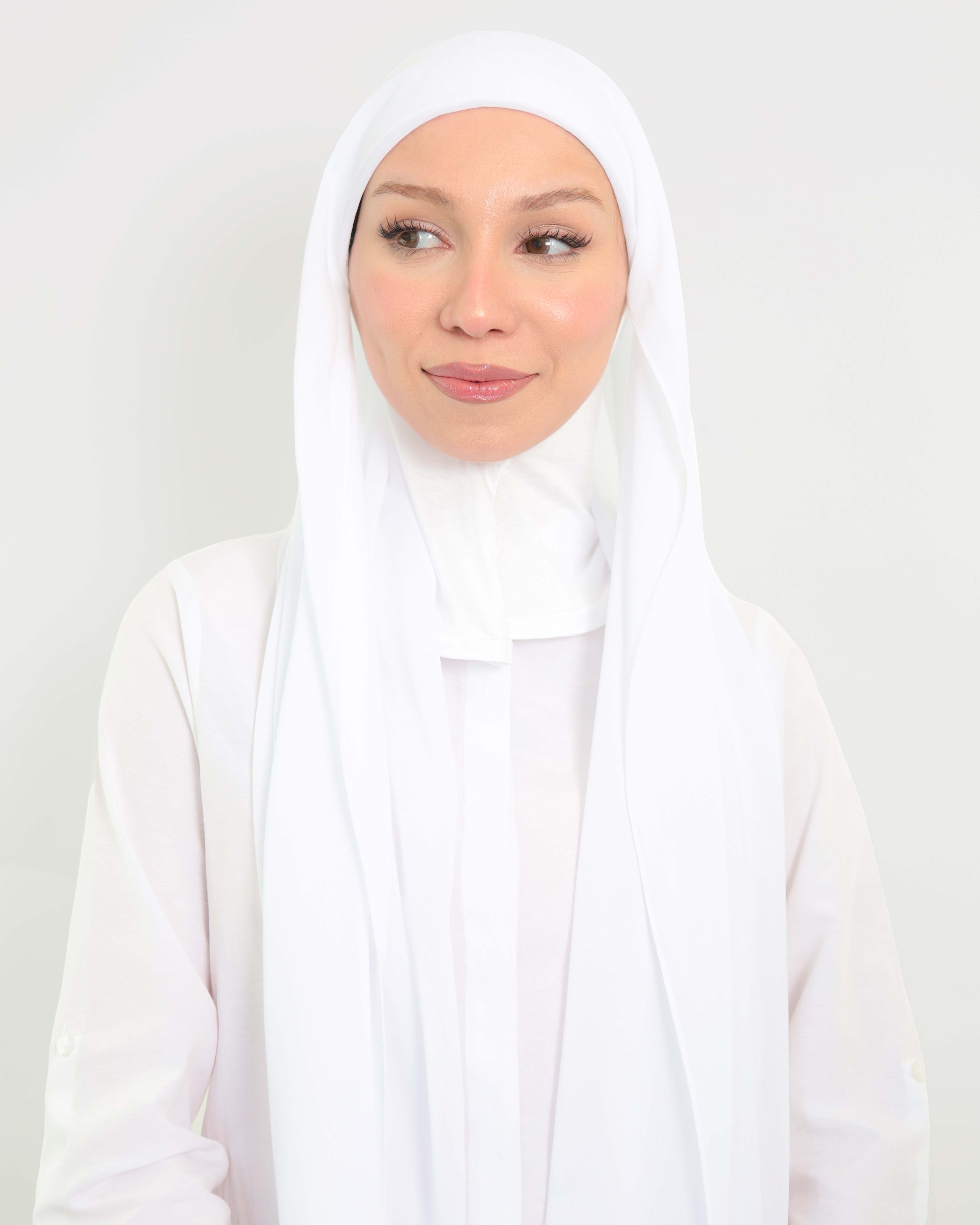 Hijab - Instant Chiffon with full coverage underscarf - White
