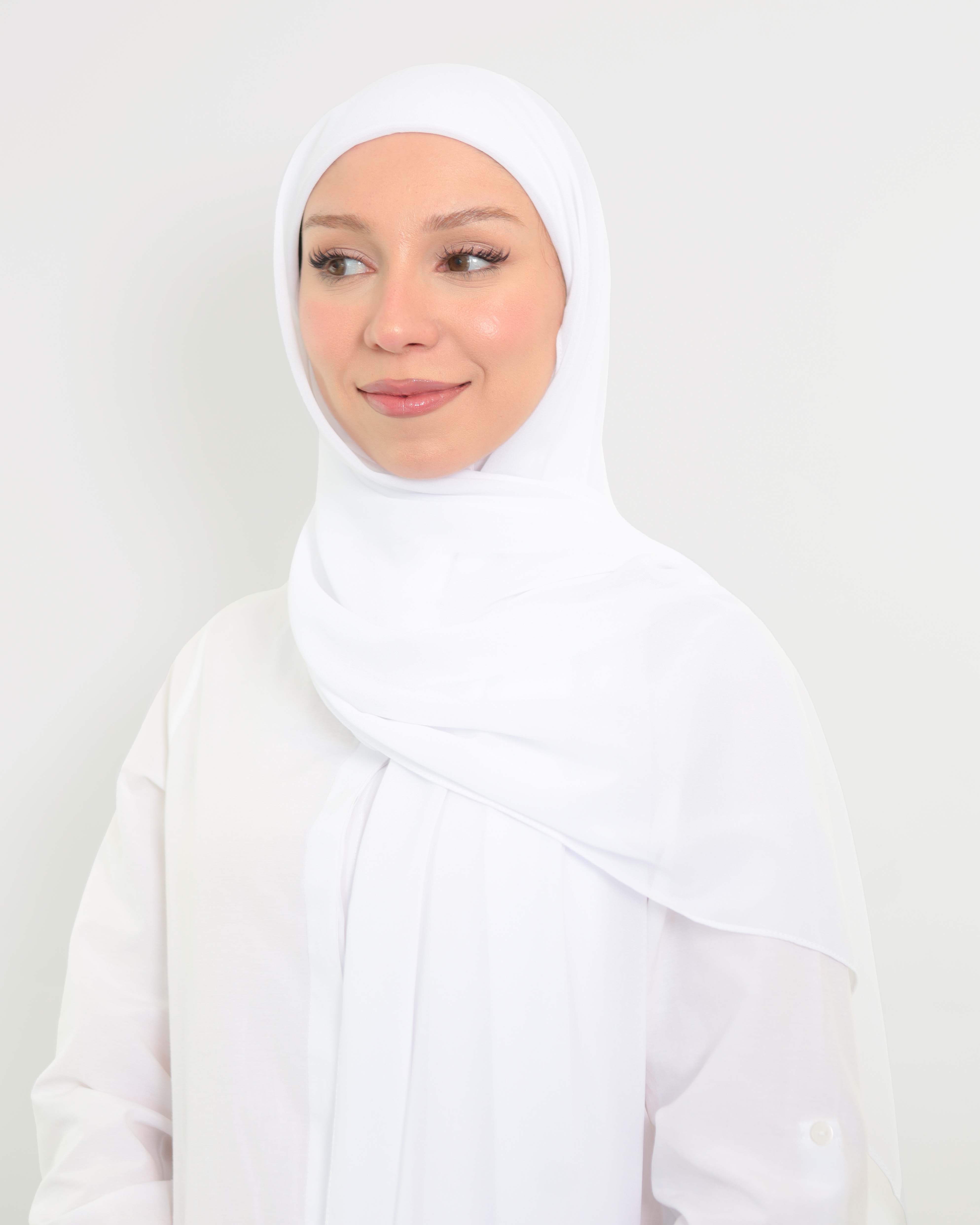 Hijab - Instant Chiffon with full coverage underscarf - White - 3